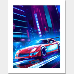 Sports car in Big City Posters and Art